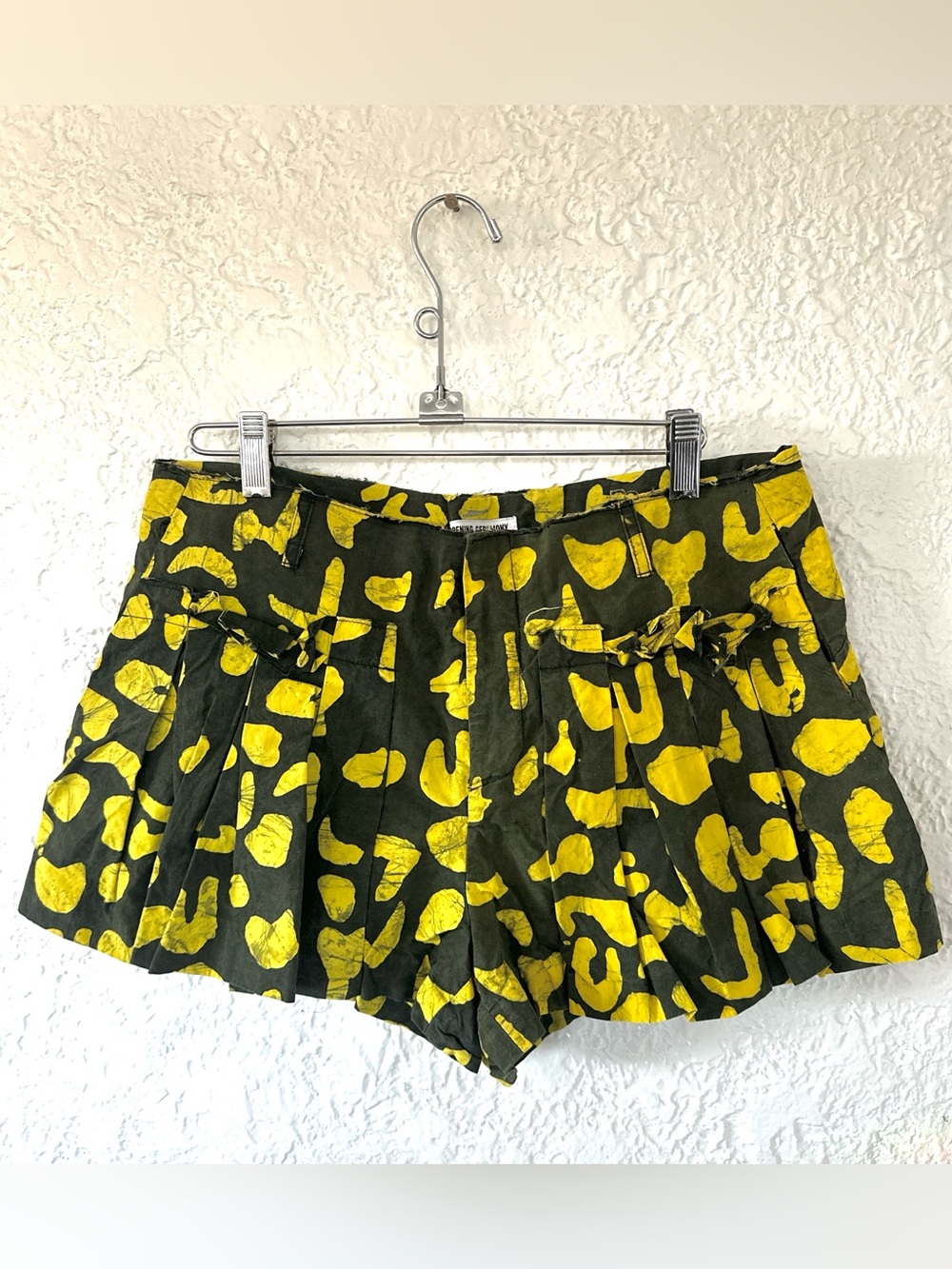 Opening Ceremony green and yellow patterned cotton shorts